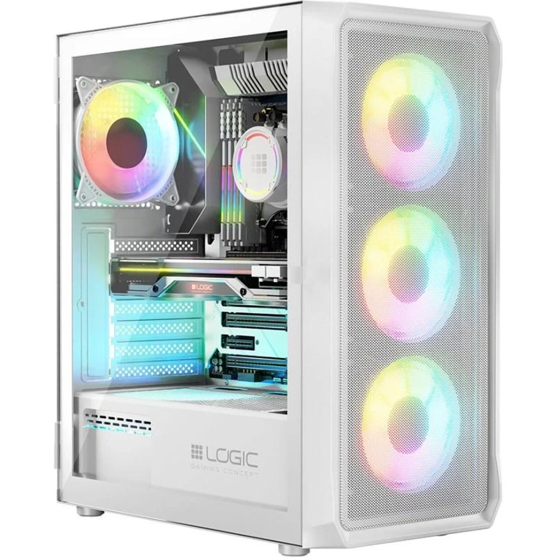 Logic Portos ARGB Midi Tower, hvid, USB 3.0