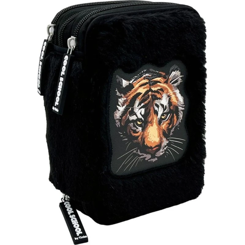 Tinka Tredobbelt Penalhus Tiger Sort