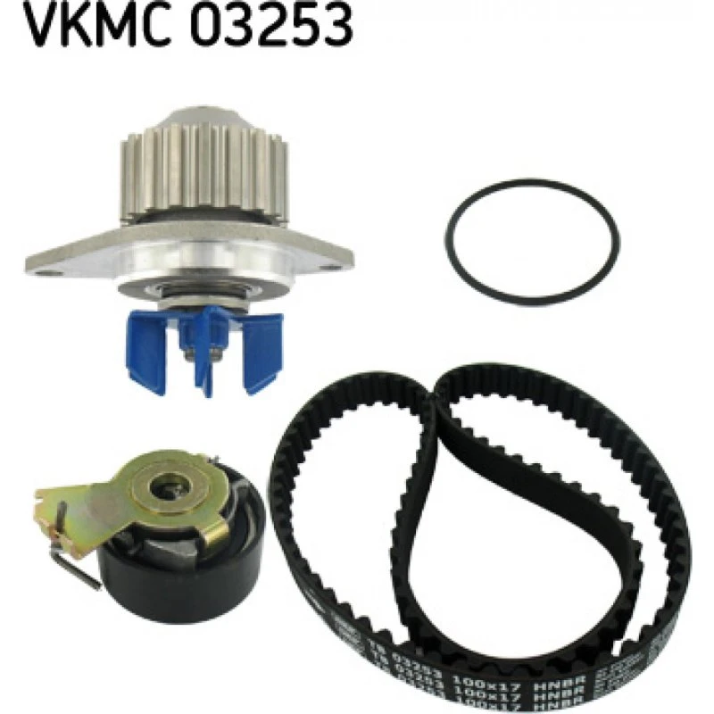 SKF Vandpumpe + Tandremssæt VKMC 03253, 100 tænder, 17 mm bred
