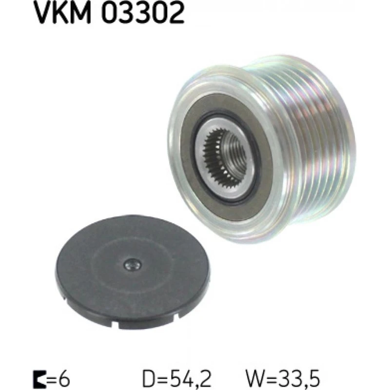 SKF VKM 03302 Generator Friløbskobling, 33,6 mm bredde, 17 mm indv. diameter