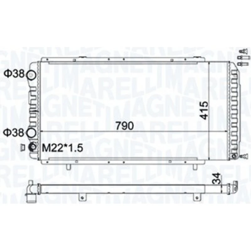 MAGNETI MARELLI 350213180900 Motor Køler, 790x415x34 mm