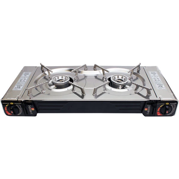 1852 Dobbelt gasblus 2 x 2,5 kW m/grill i kuffert