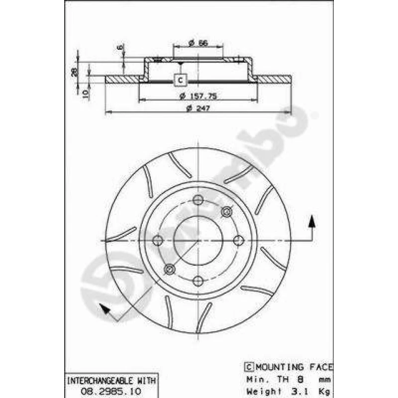 Brembo Bremseskive 08.2985.75, Xtra, foraksel & bagaksel