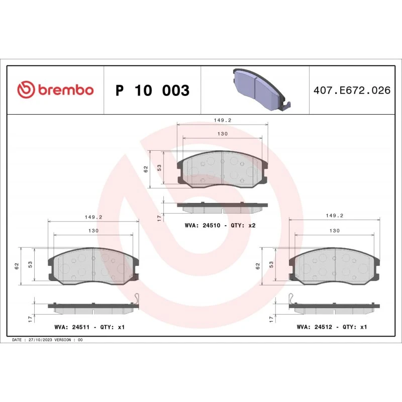 Brembo Bremseklodser P 10 003 for Opel, Suzuki, Chevrolet