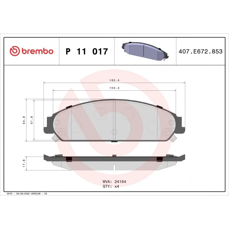 Brembo Bremseklodser P 11 017 for Chrysler 300C, Dodge Challenger & Charger