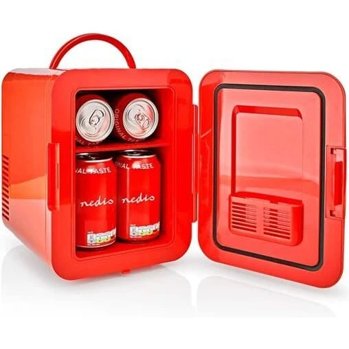 Nedis Mini-køleskab med hank 4 L (12/230V) – Rød