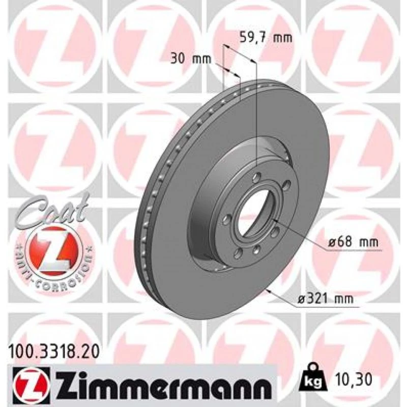 ZIMMERMANN Bremseskive 100.3318.20 COAT Z, 321 mm, foraksel