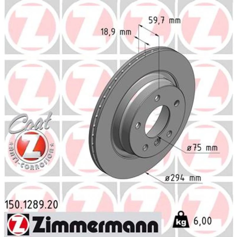 ZIMMERMANN Bremseskive 150.1289.20 til BMW 3-serie
