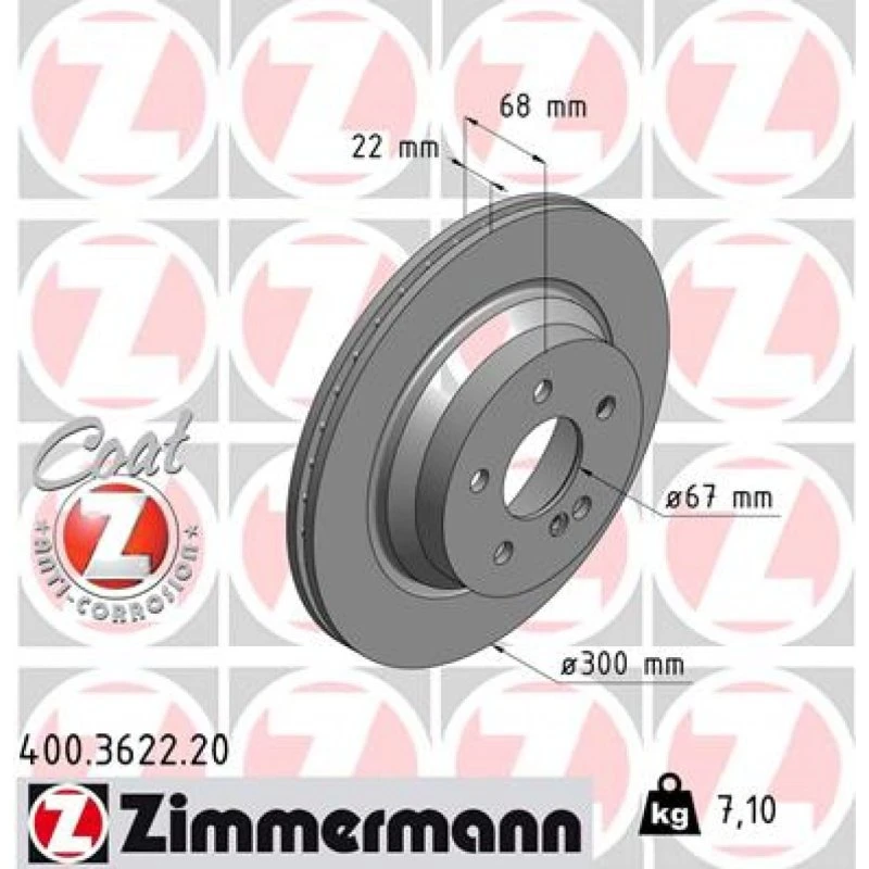 Zimmermann 400.3622.20 Bremseskive til Mercedes-Benz