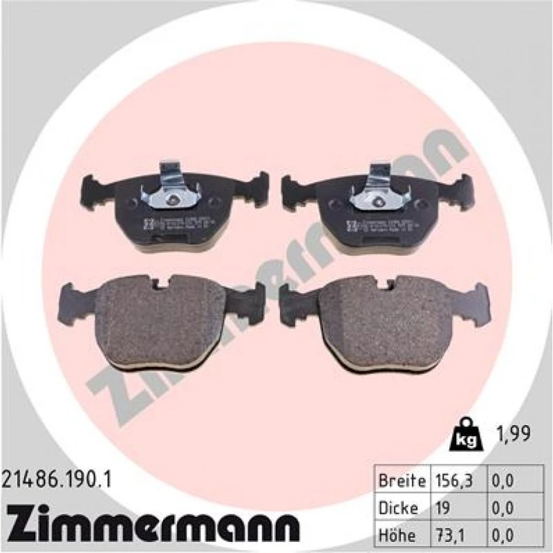 ZIMMERMANN Bremseklodser 21486.190.1, Asbestfri, ECE R90 Godkendt