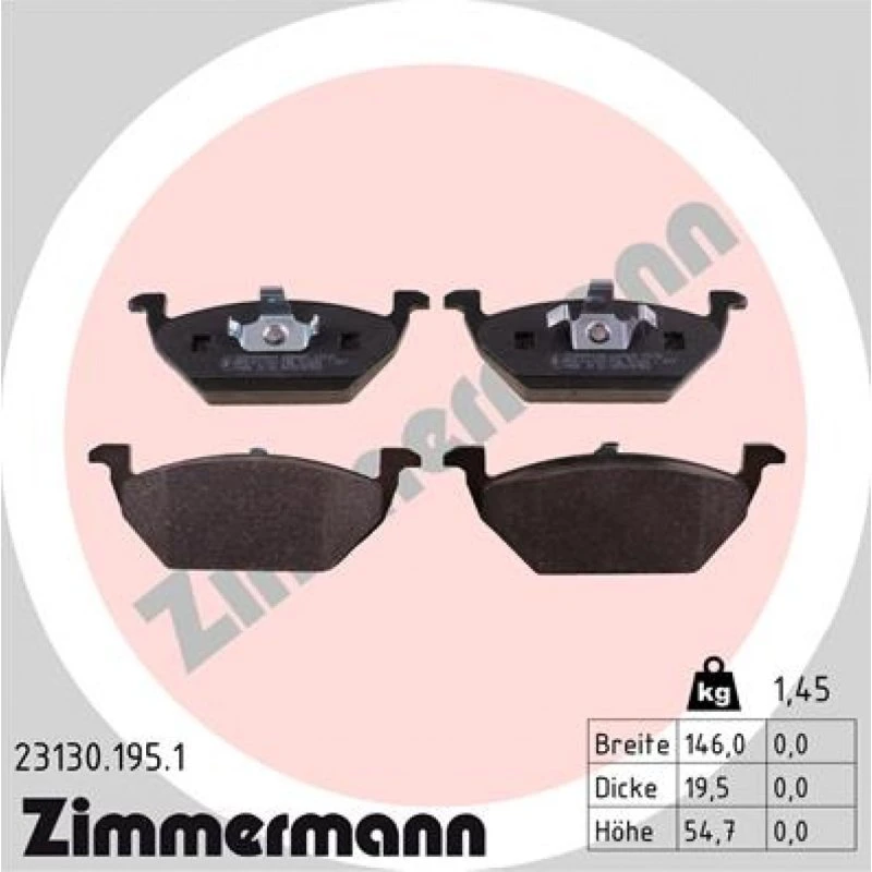 ZIMMERMANN Bremseklodser 23130.195.1 for VW, AUDI, SKODA