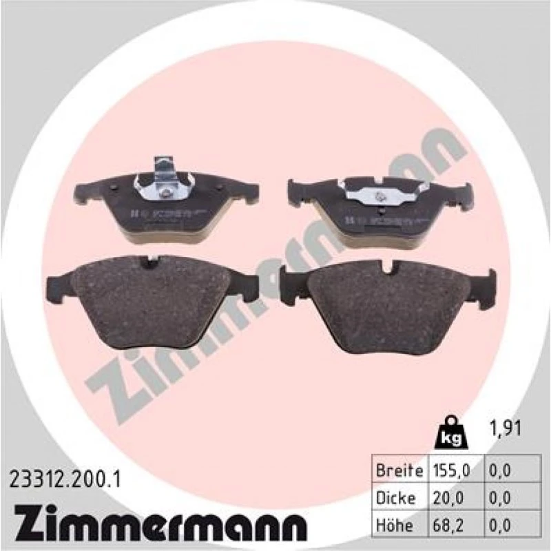 ZIMMERMANN Bremseklodser 23312.200.1, for BMW, asbestfri, ECE R90 godkendt