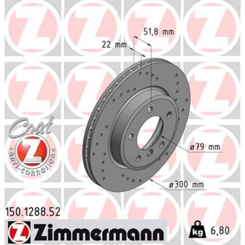 ZIMMERMANN Bremseskive 150.1288.52 SPORT COAT Z, 300 mm