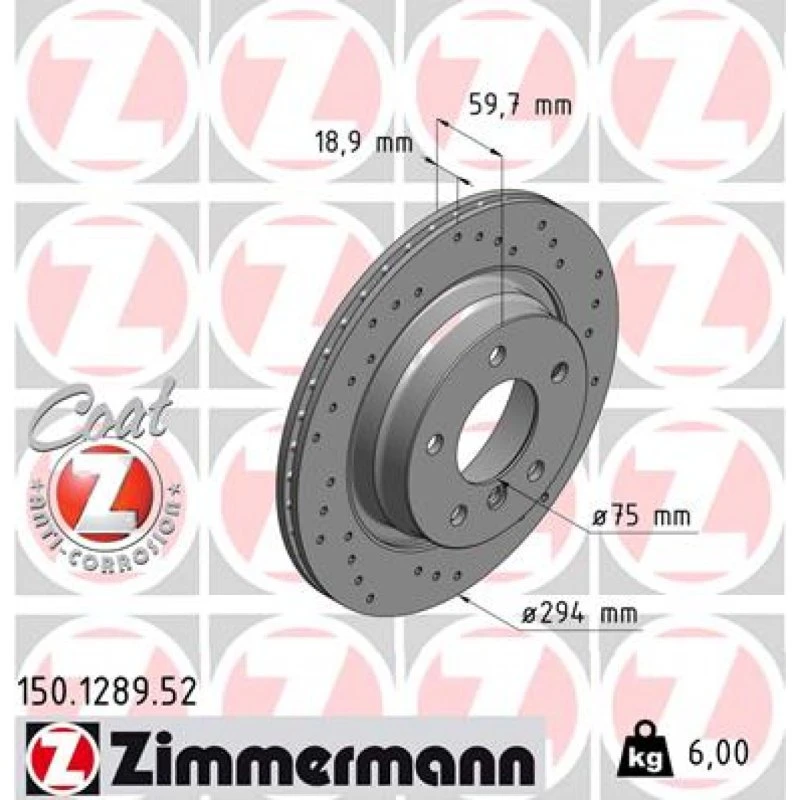 ZIMMERMANN Bremseskive 150.1289.52 til BMW 3-serie
