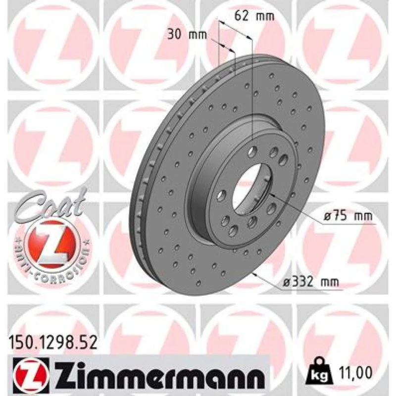ZIMMERMANN Bremseskive 150.1298.52 SPORT COAT Z, 332 mm