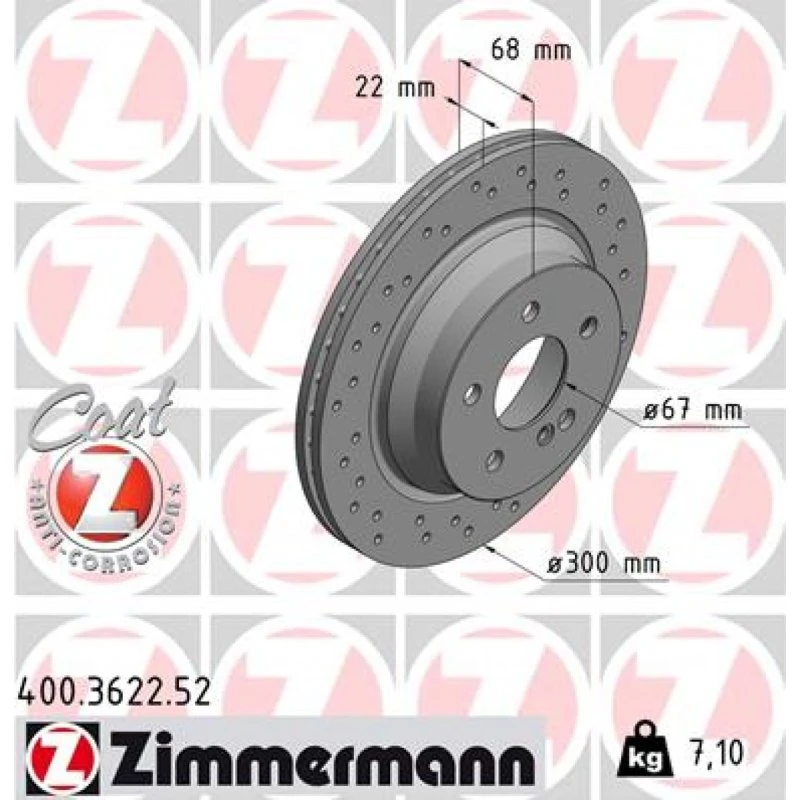 ZIMMERMANN Bremseskive 400.3622.52, 300 mm, SPORT COAT Z