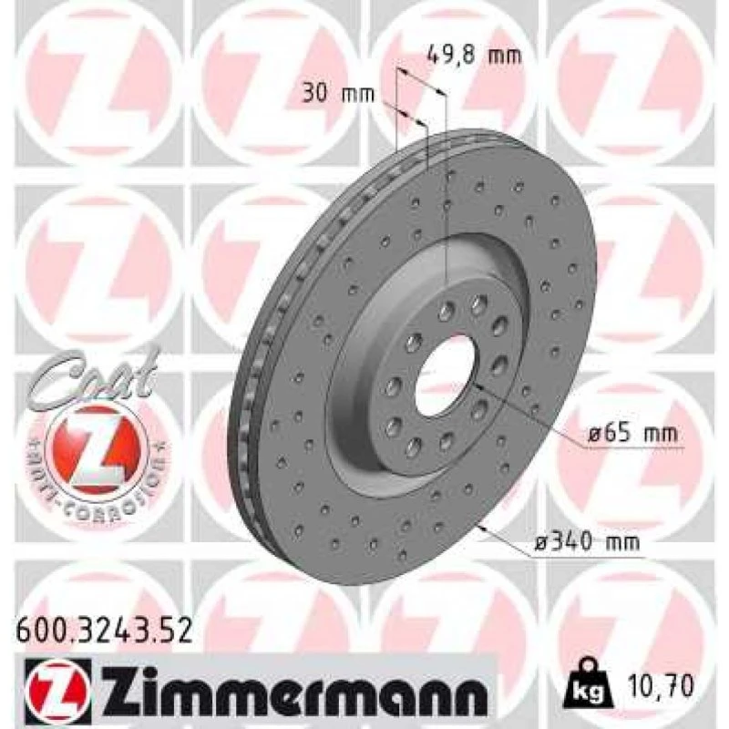 ZIMMERMANN Bremseskive 600.3243.52 SPORT COAT Z for VW, AUDI, SKODA