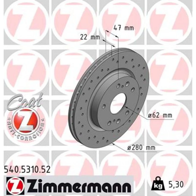Zimmermann 540.5310.52 Bremseskive til Suzuki SX4 S-CROSS & Vitara