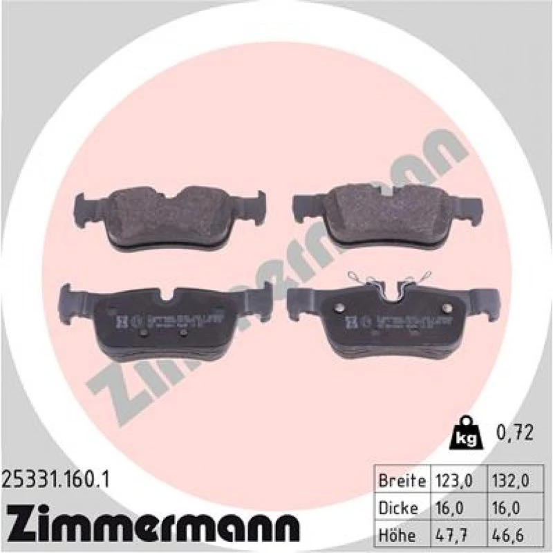 ZIMMERMANN Bremseklodser 25331.160.1, bagaksel, BMW & MINI