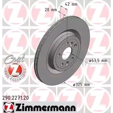ZIMMERMANN Bremseskive 290.2271.20 for Land Rover & Jaguar