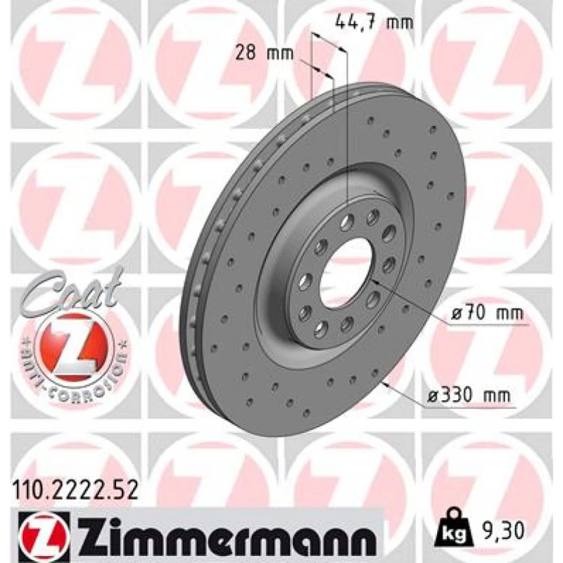 ZIMMERMANN SPORT COAT Z 110.2222.52 Bremseskive til Alfa Romeo Giulia