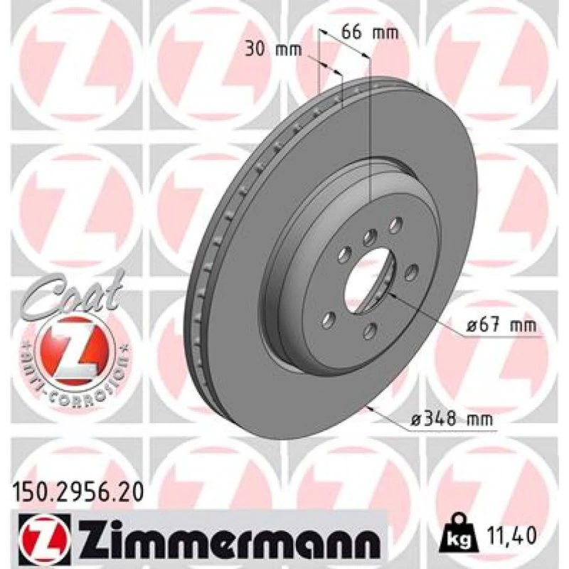 ZIMMERMANN Bremseskive 150.2956.20 COAT Z, BMW 3/5/7/X3/X4/X5