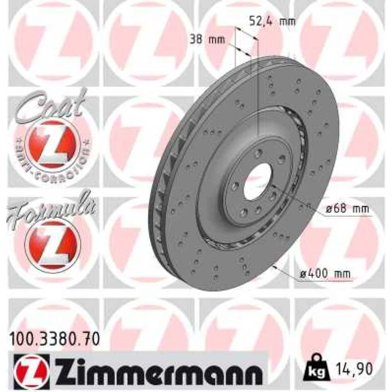 ZIMMERMANN Bremseskive 100.3380.70, 4H0615301AL/M/T, 400 mm, ventileret