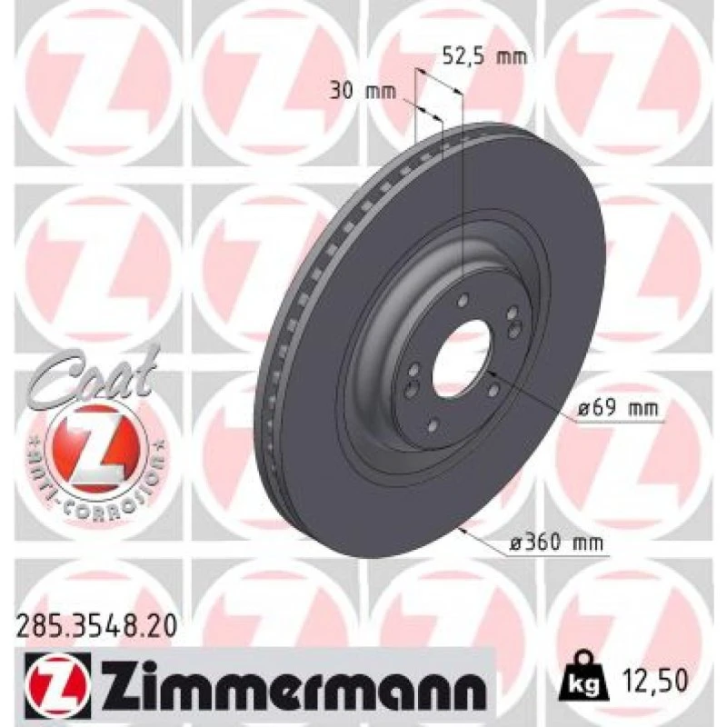 ZIMMERMANN Bremseskive 285.3548.20 for Hyundai i30, Kona