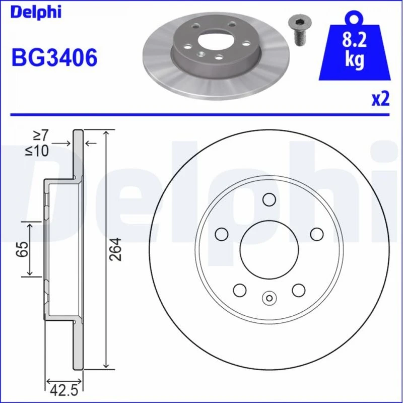 Delphi BG3406 Bremseskive til OPEL & Vauxhall