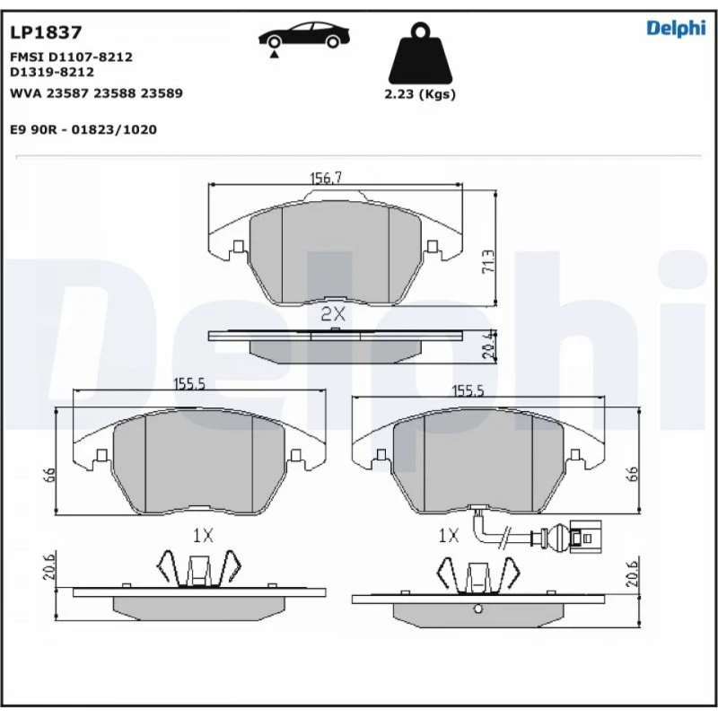 DELPHI Bremseklodser LP1837 for VW, Audi, Skoda, Seat
