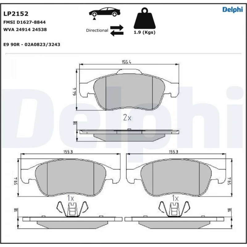 DELPHI Bremseklodser LP2152 til RENAULT, FIAT, NISSAN