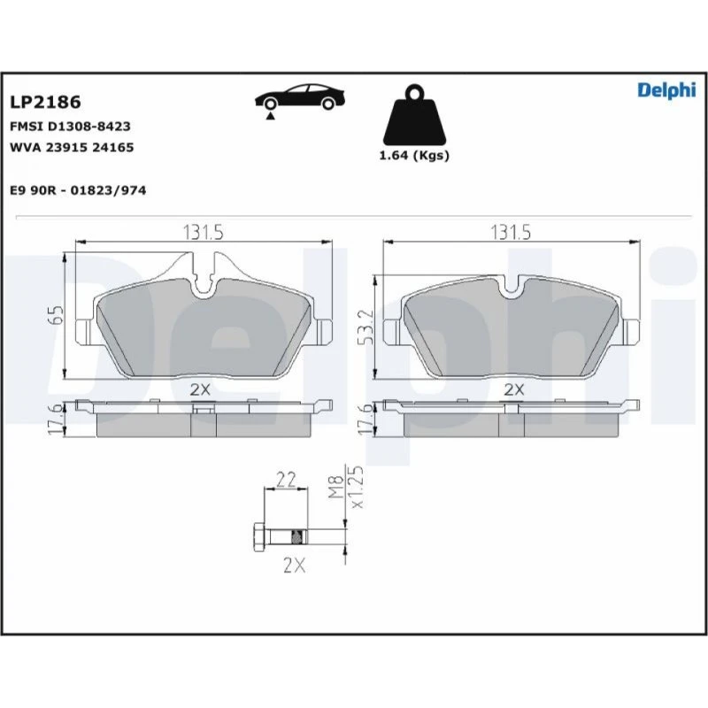 DELPHI Bremseklodser LP2186 til BMW & MINI