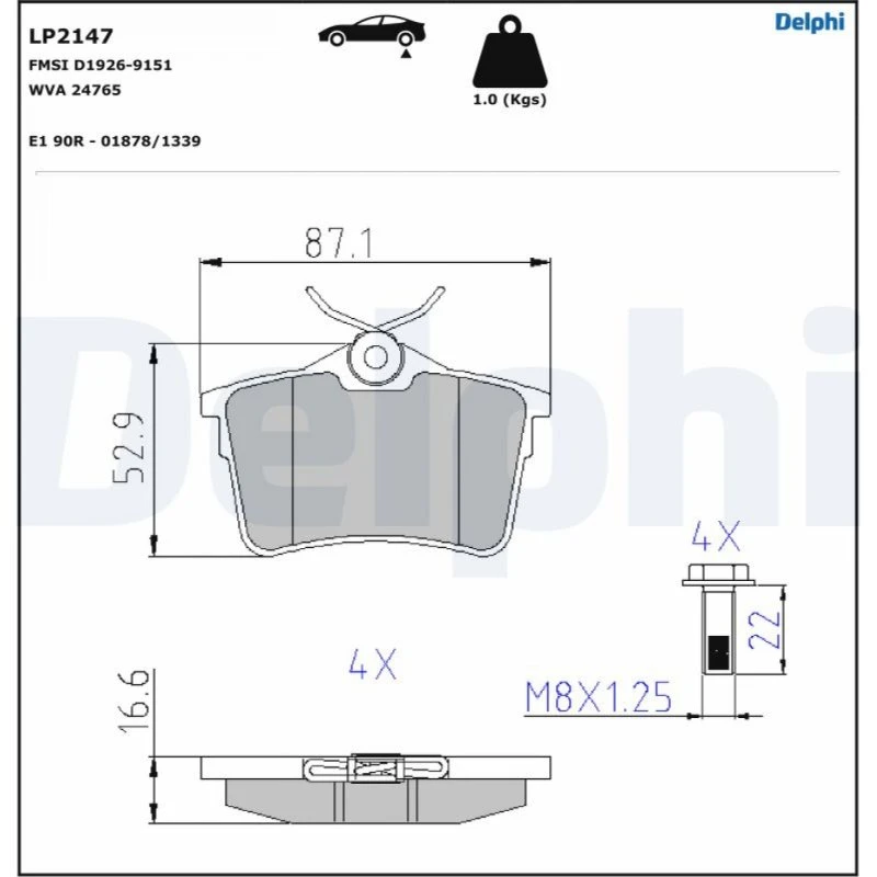DELPHI LP2147 Bremseklodser til CITROËN & PEUGEOT