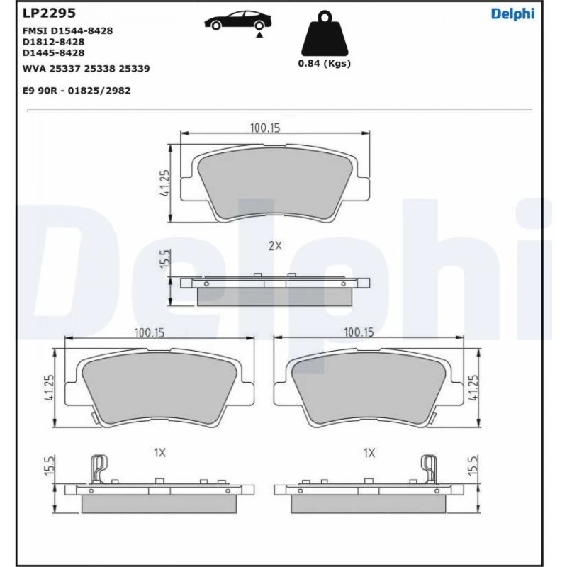DELPHI Bremseklodser LP2295 for Hyundai, Kia, Ssangyong