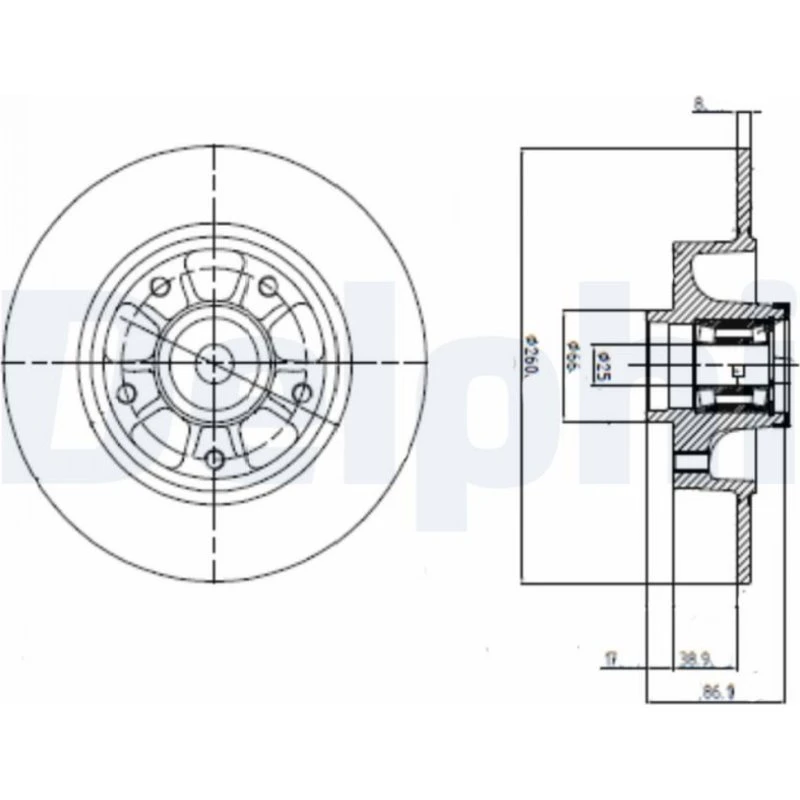 DELPHI BG9112RS Bremseskive 260mm, 8mm tyk, til Renault Clio IV & Fluen
