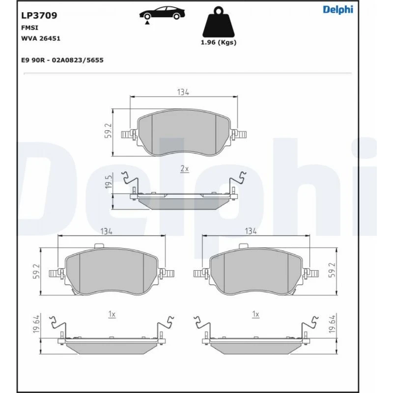 DELPHI LP3709 Bremseklodser til FIAT TIPO