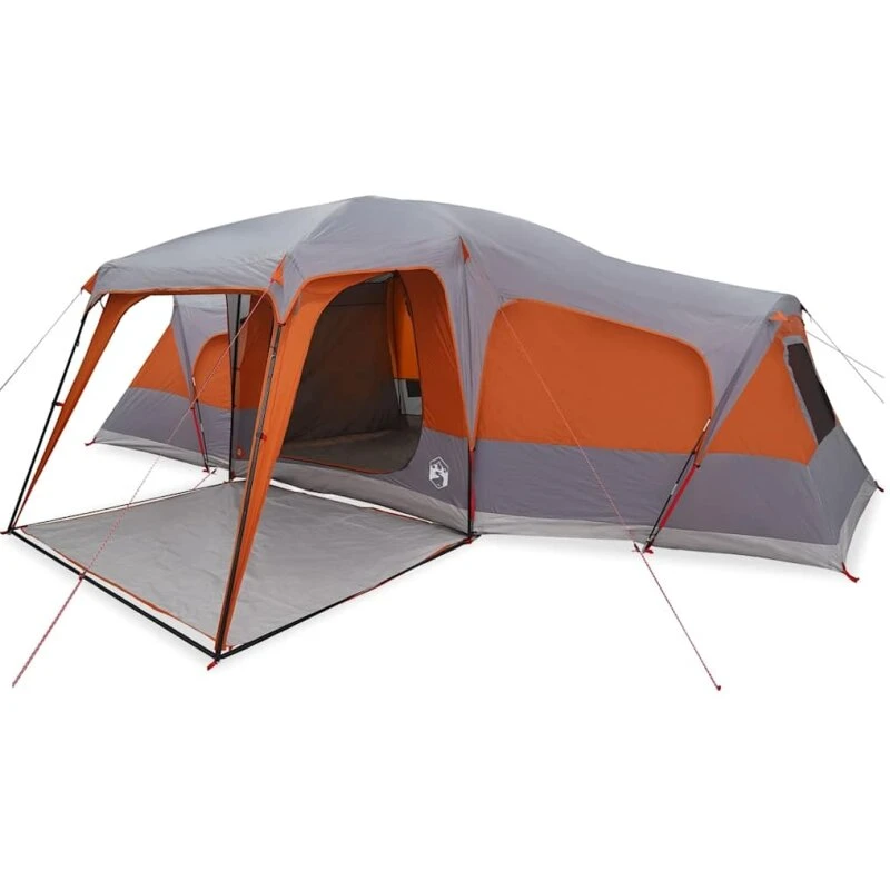 vidaXL 9-personers familietelt med fortelt, grå/orange