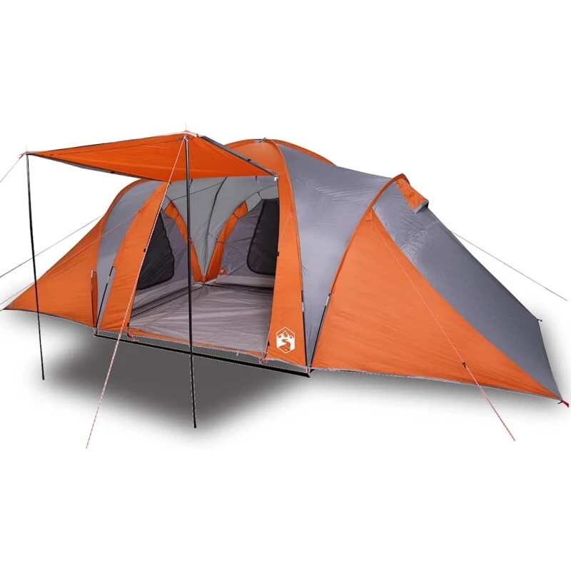 vidaXL 6-personers familietelt, vandtæt grå/orange