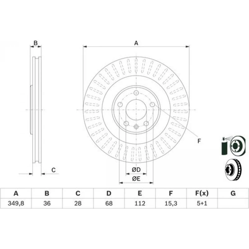 BOSCH Bremseskive 0 986 479 E41, ventileret, til VW/AUDI