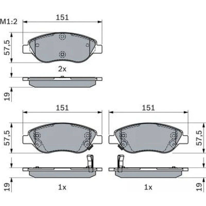 BOSCH Bremseklodser 0 986 424 042 for FIAT TIPO