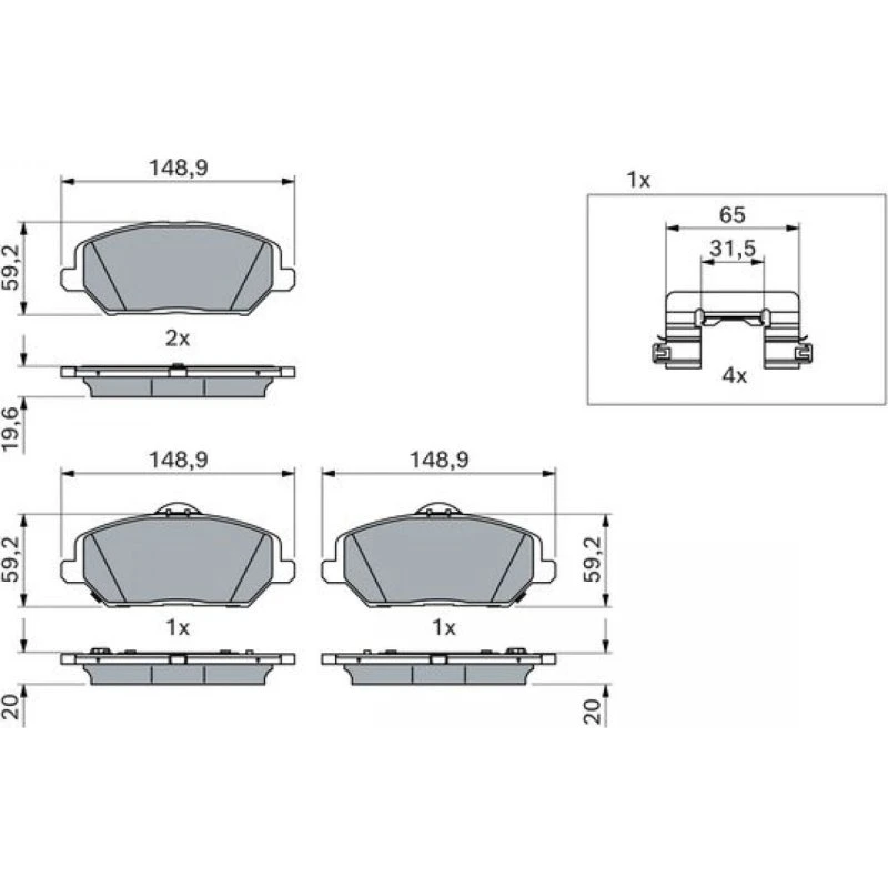 BOSCH Bremseklodser 0 986 424 862 for Hyundai/Kia med slidindikator