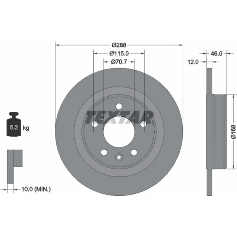 TEXTAR Bremseskive 92314603 for OPEL/Chevrolet/Buick (SGM)