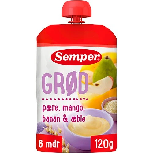 Semper Grød Smoothie Pære og Mango 6M 120 g
