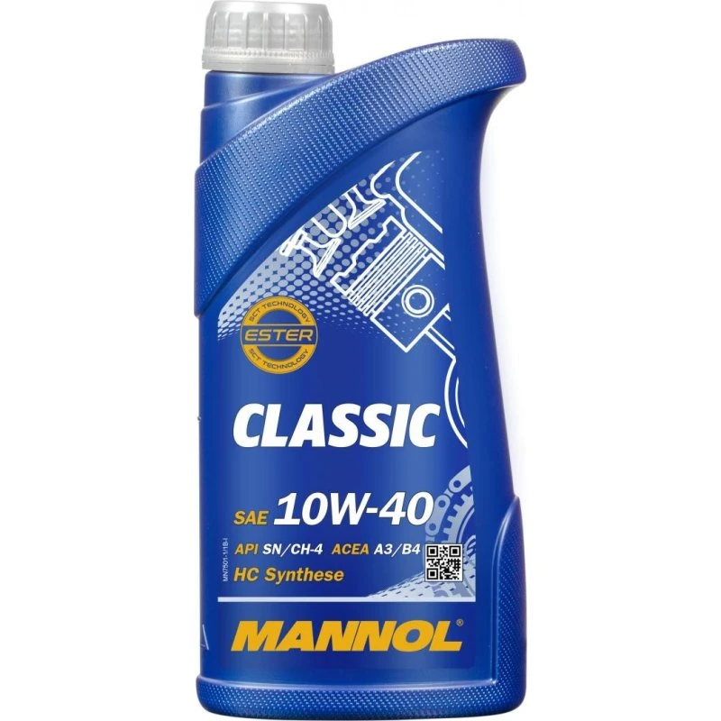 MANNOL Classic 10W-40 1L – Delsyntetisk motorolie til VW, Mercedes-Benz, Opel