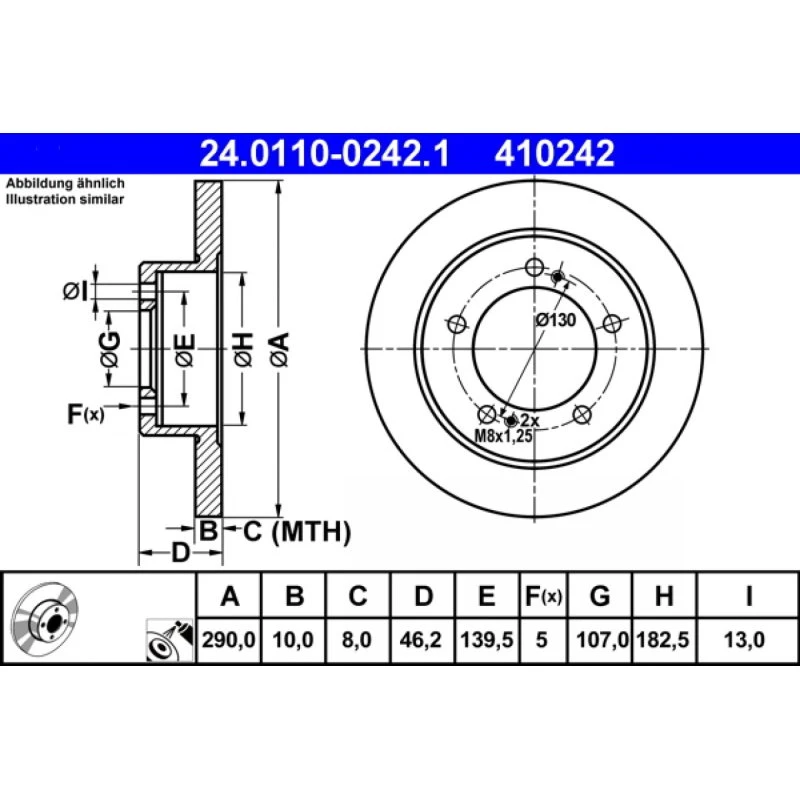 ATE Bremseskive 24.0110-0242.1 for Suzuki Jimny, Samurai, Vitara
