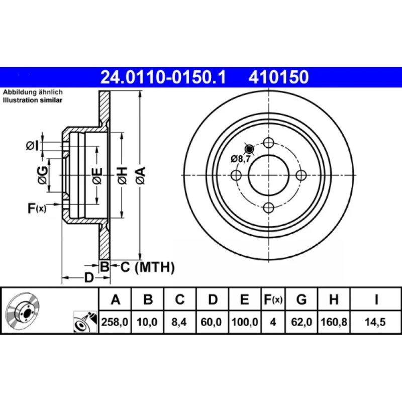 ATE Bremseskive 24.0110-0150.1 for BMW 3-serie