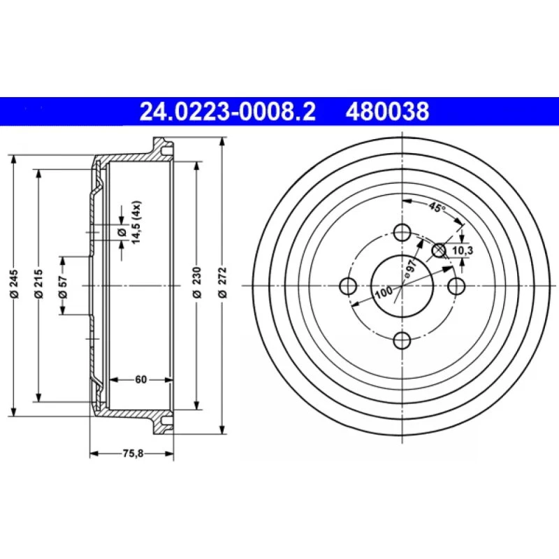 ATE Bremsetromle 24.0223-0008.2 for OPEL/VAUXHALL