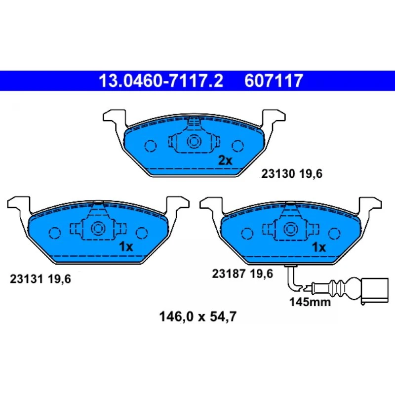 ATE Bremseklodser 13.0460-7117.2 til VW, Audi, Skoda