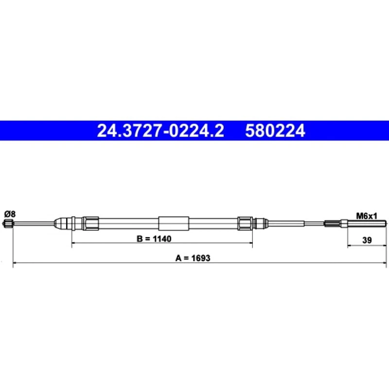 ATE Håndbremsekabel 24.3727-0224.2 til BMW 3-serie