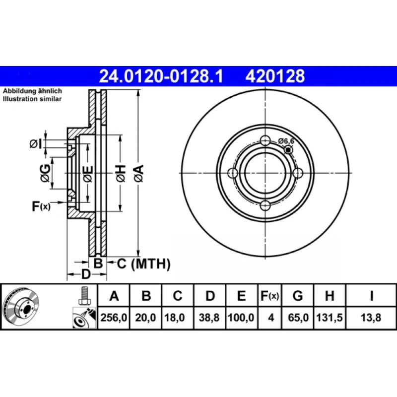ATE Bremseskive 24.0120-0128.1 for VW & SEAT
